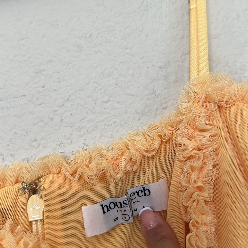 HOUSE OF CB 'Gabbi' Apricot Ruffled Front Gown NWOT size S - Picture 7 of 15
